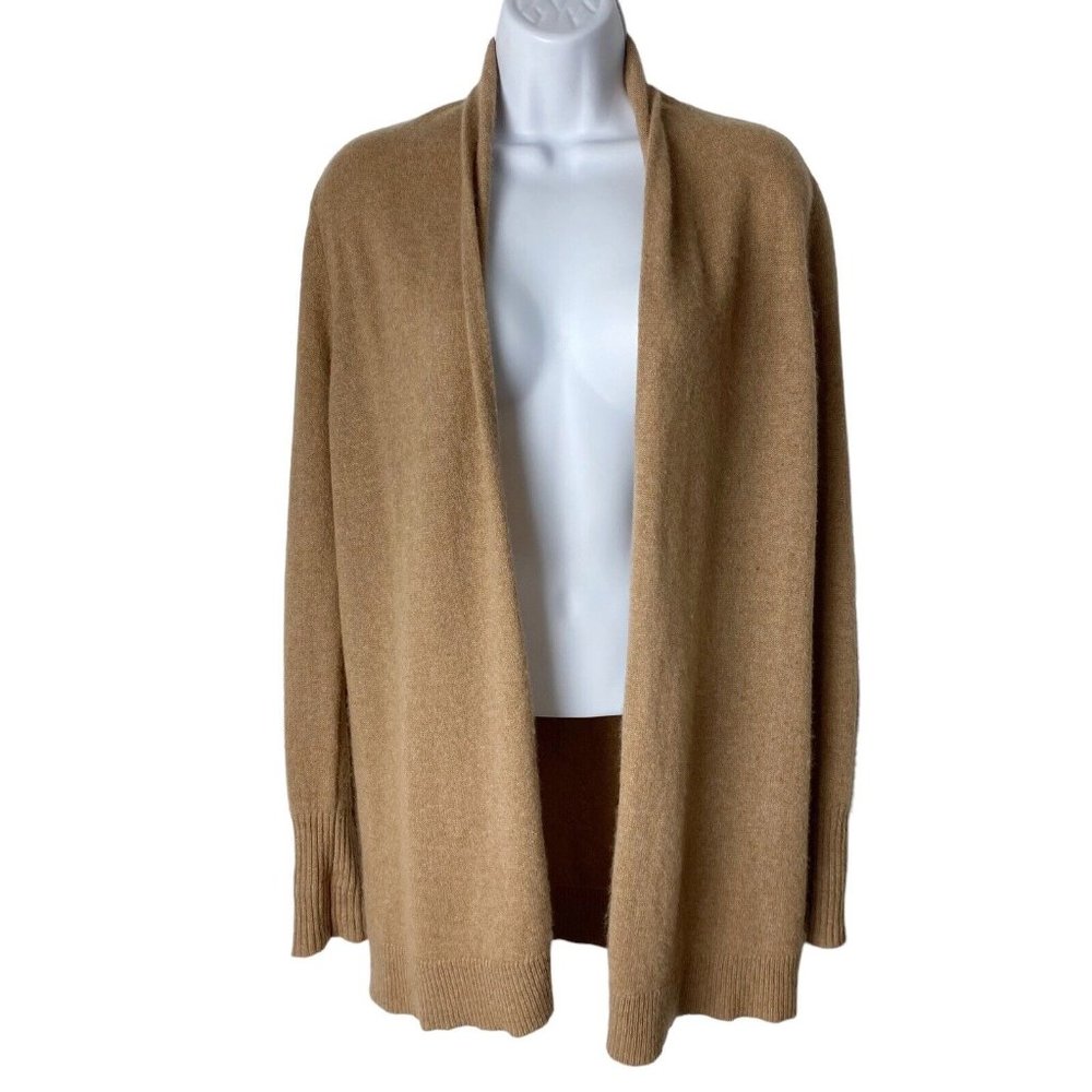 Tahari Tan Open Front Cardigan